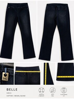 Belle by Kim Gravel Dark Wash Pull-On Jeans Size 8 Cotton Modal Blend